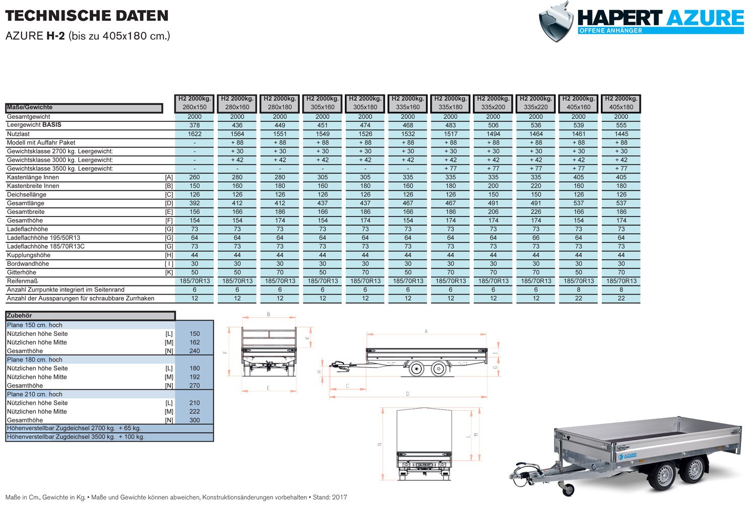 Hapert Azure H-2 – 3000 – 3350 x 1600 Multi Niedriges Fahrwerk – Auffahrpaket